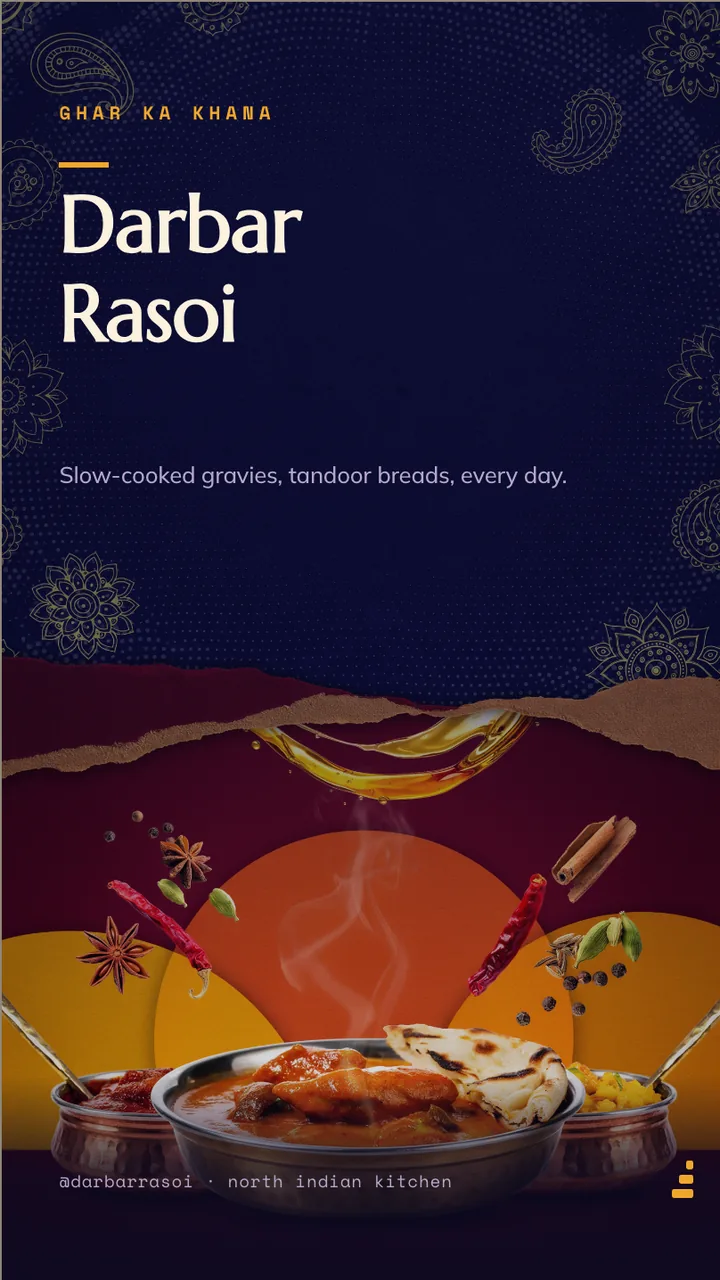 North Indian thali menu board · Portrait digital signage template preview