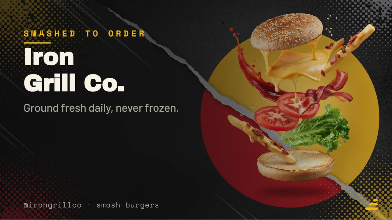 Smash burger counter menu board · Landscape digital signage template preview