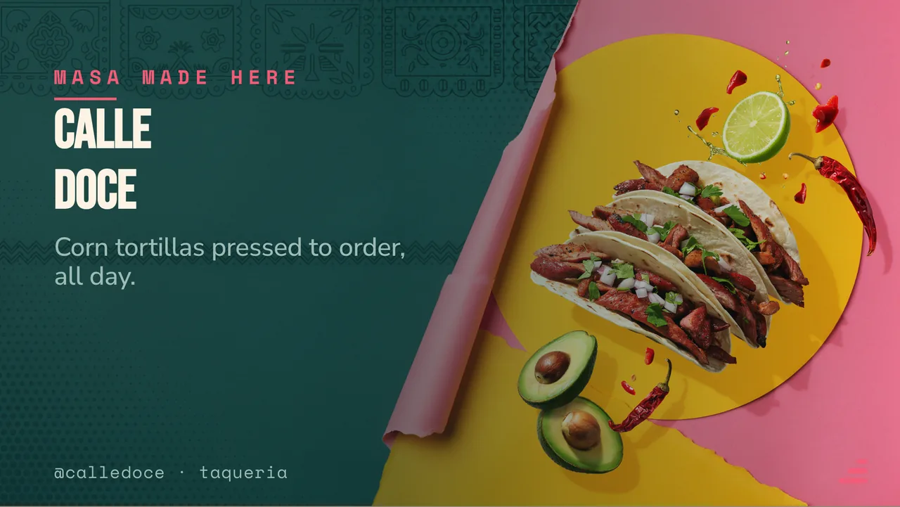 Taqueria street taco menu board · Landscape digital signage template preview