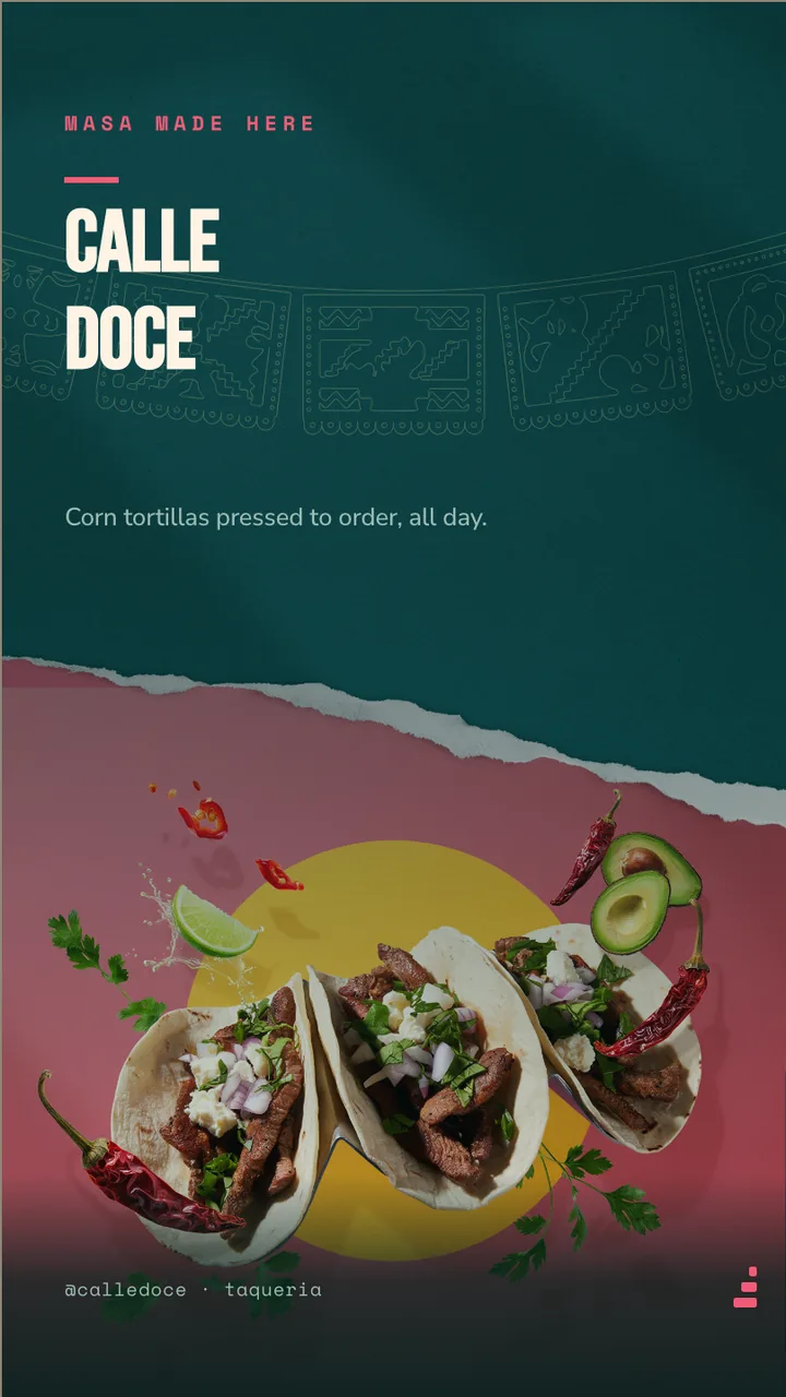Taqueria street taco menu board · Portrait digital signage template preview