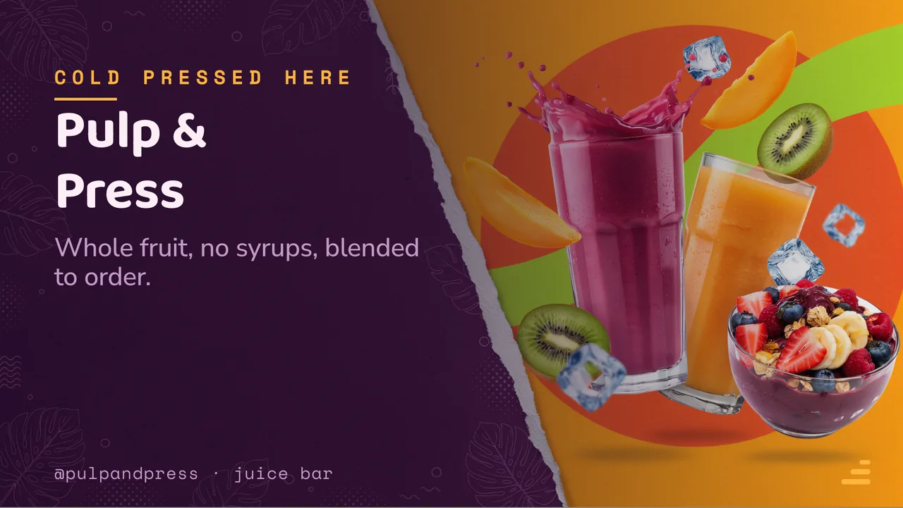 Juice bar smoothie menu board · Landscape digital signage template preview