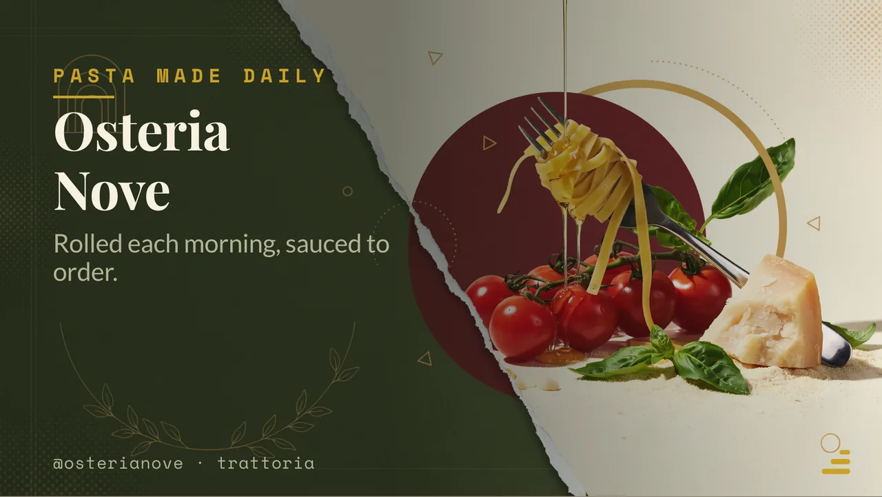 Trattoria pasta menu board · Landscape digital signage template preview