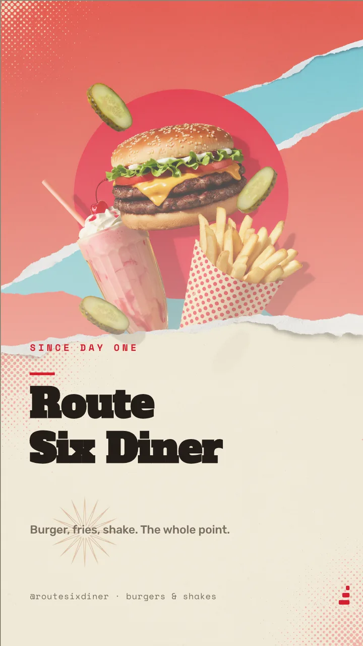Diner burger combo meal board · Portrait digital signage template preview