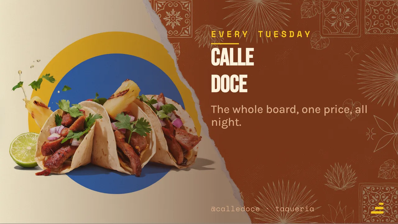 Taco Tuesday promo board · Landscape digital signage template preview