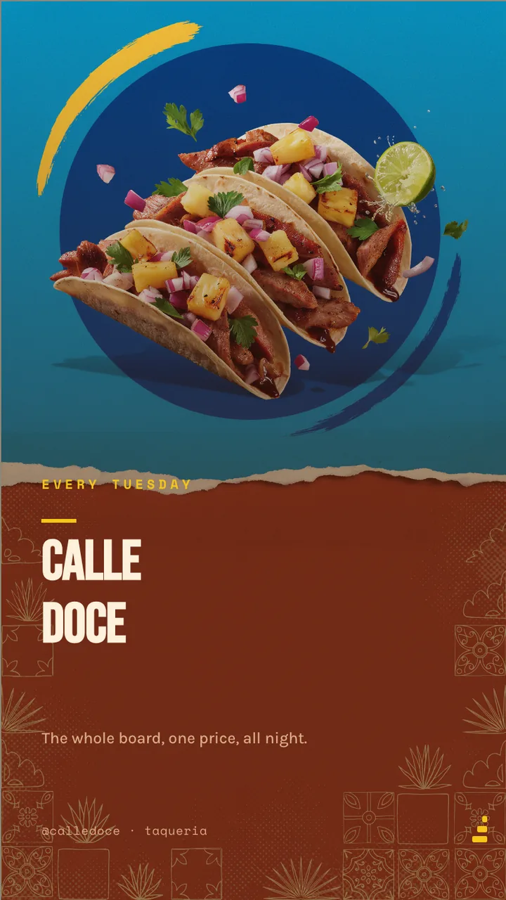 Taco Tuesday promo board · Portrait digital signage template preview