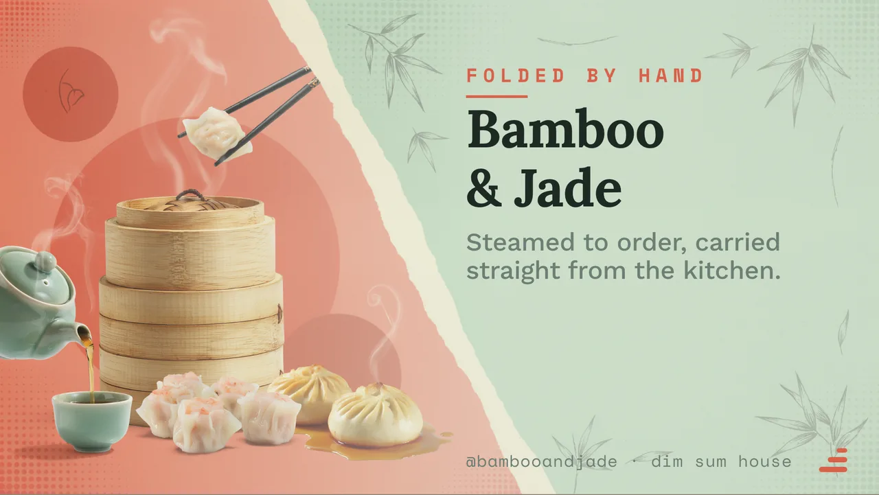 Dim sum steamer menu board · Landscape digital signage template preview