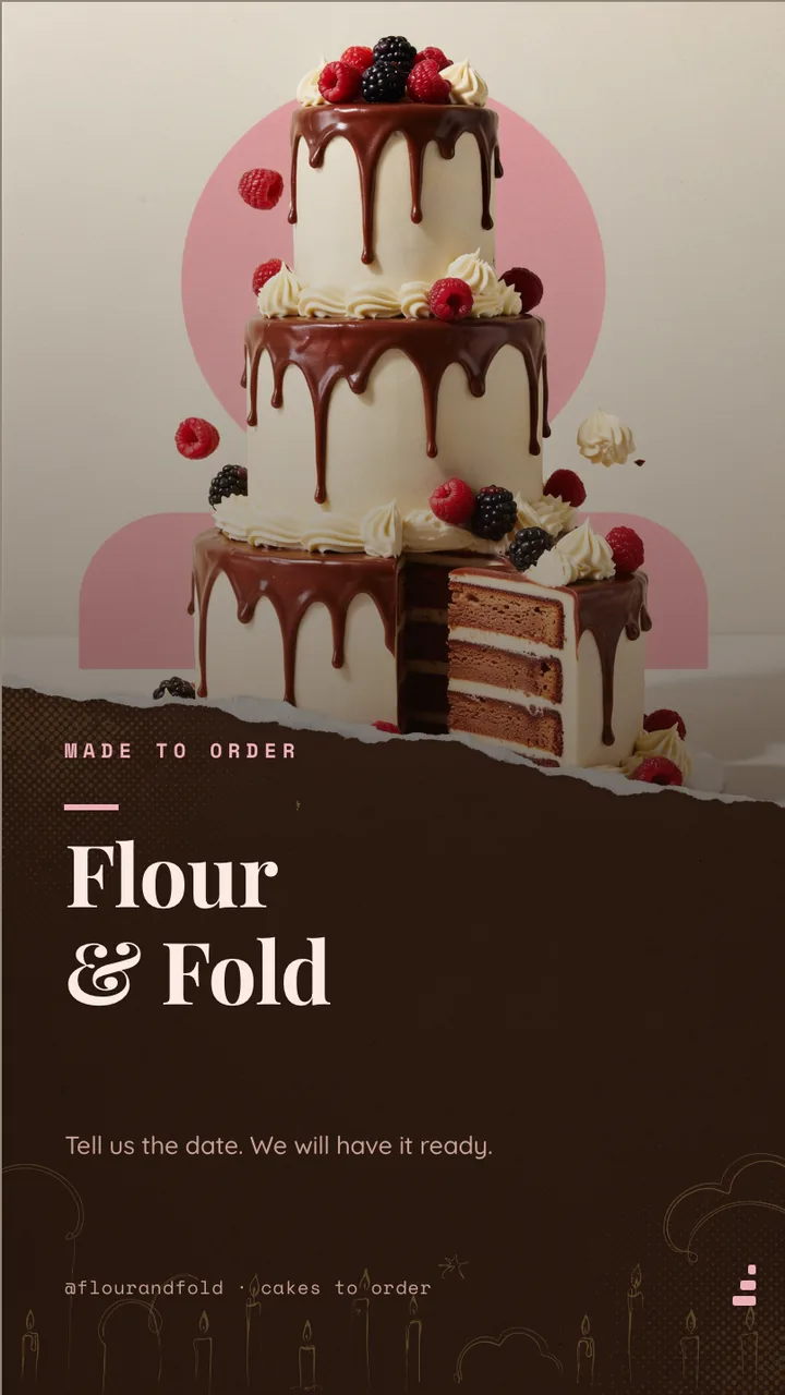 Cake shop custom order board · Portrait digital signage template preview