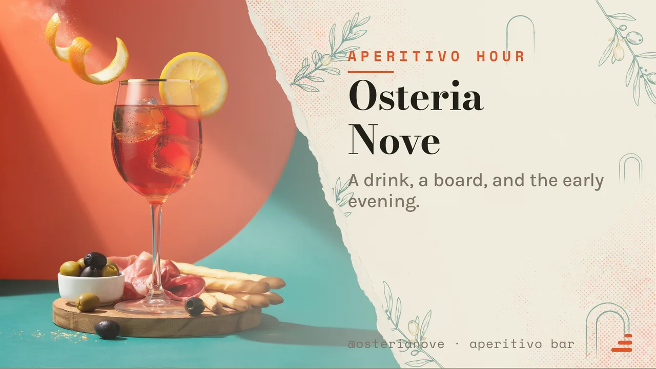 Aperitivo evening drinks board · Landscape digital signage template preview