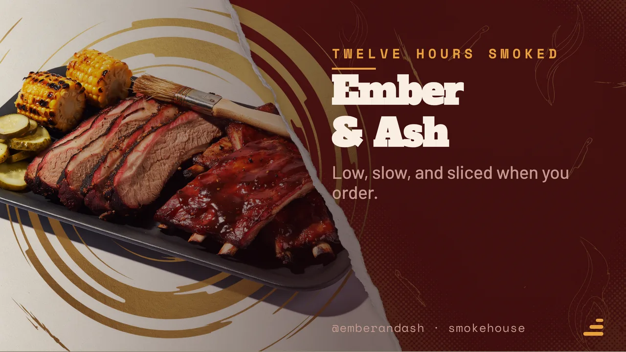 Smokehouse sharing platter board · Landscape digital signage template preview