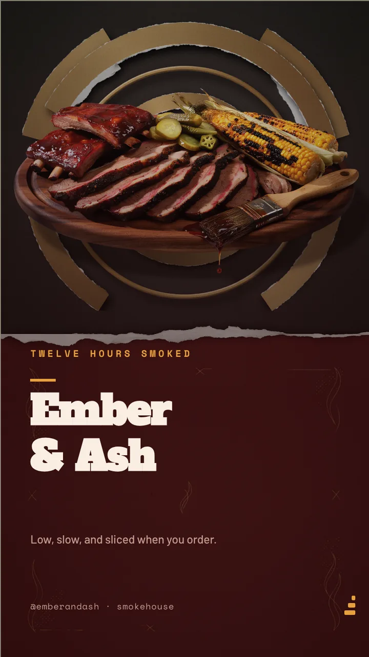 Smokehouse sharing platter board · Portrait digital signage template preview