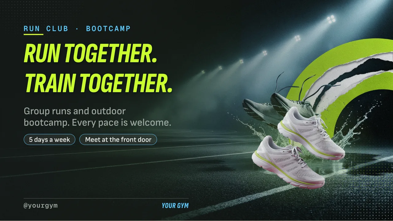 Bootcamp 8 week challenge sign-up screen · Landscape digital signage template preview
