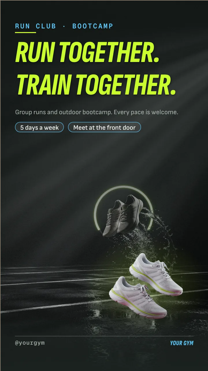 Bootcamp 8 week challenge sign-up screen · Portrait digital signage template preview