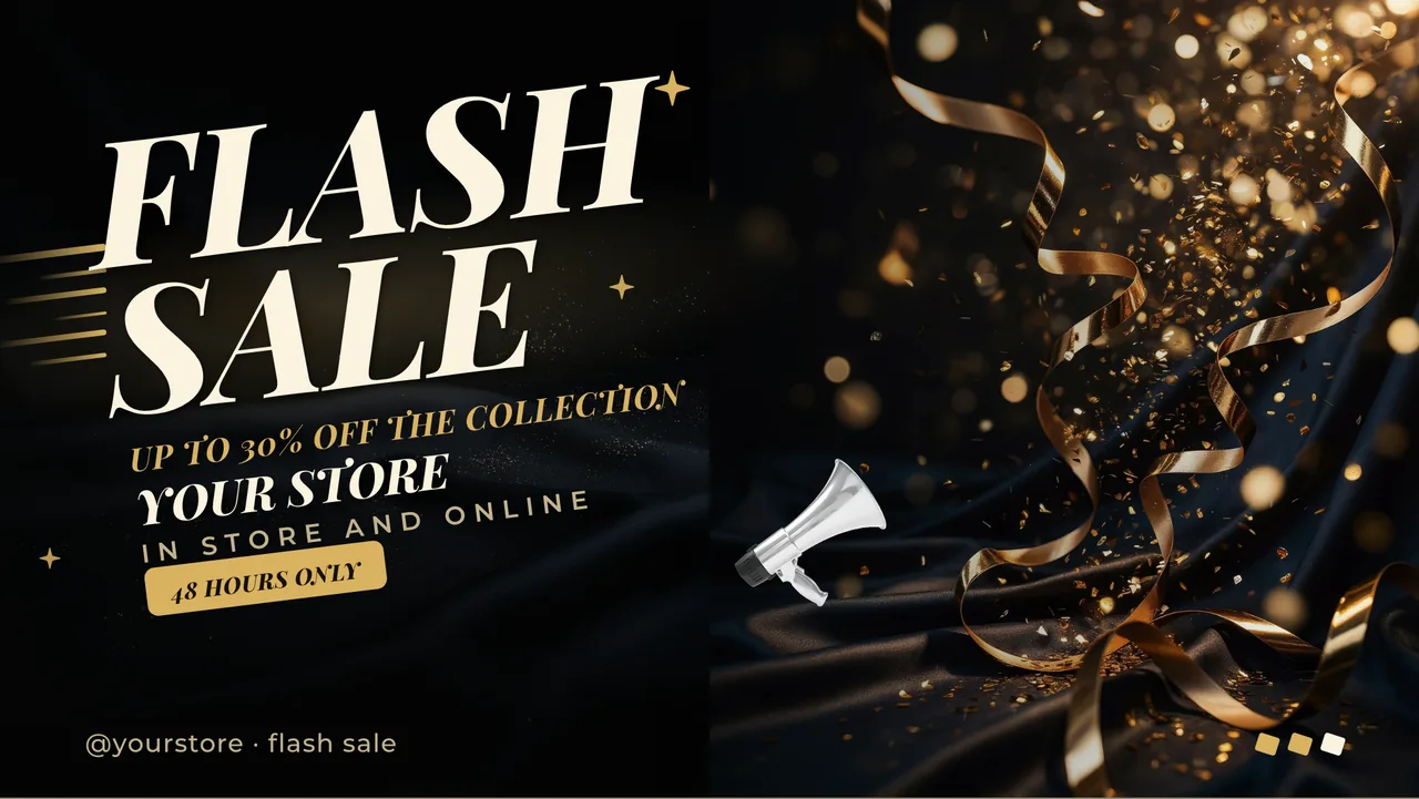 Luxury gold flash sale screen: the opening slide, for a jewelry or luxury store
