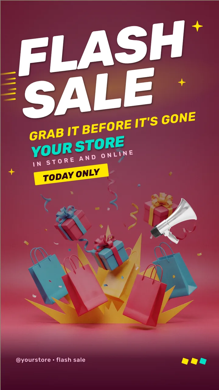 Pop art flash sale screen · Portrait digital signage template preview
