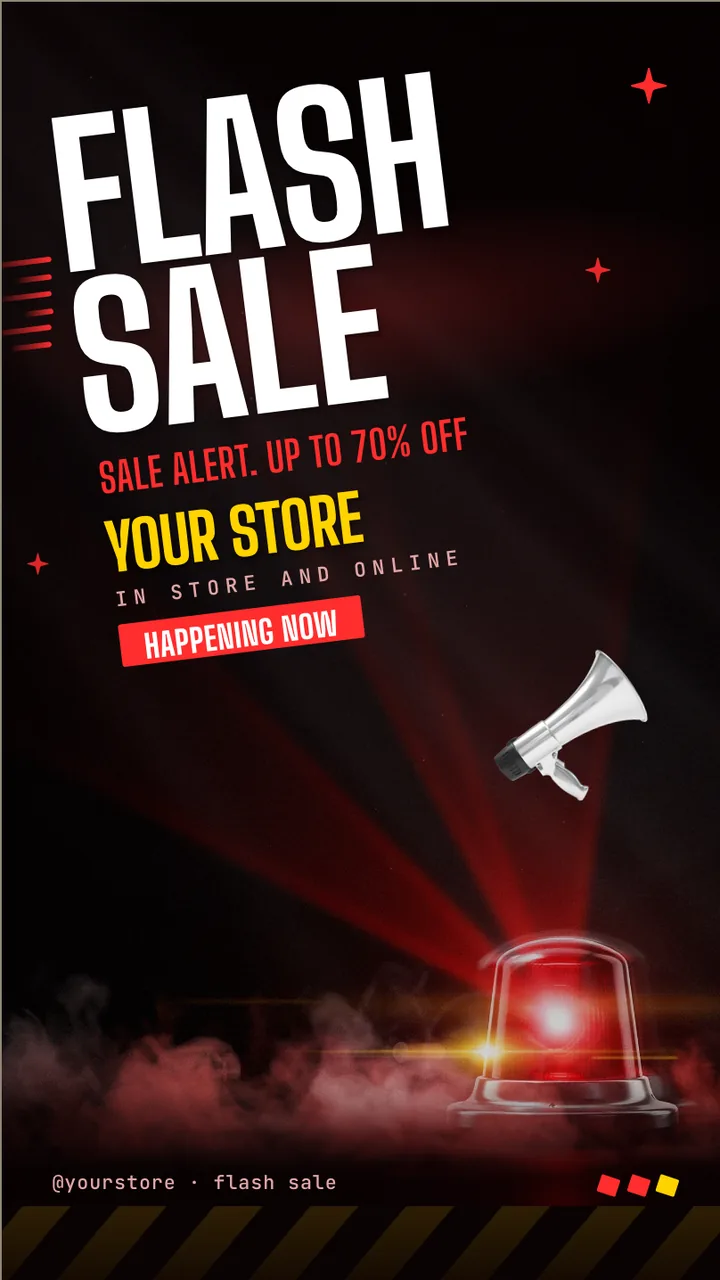 Red alert flash sale screen · Portrait digital signage template preview