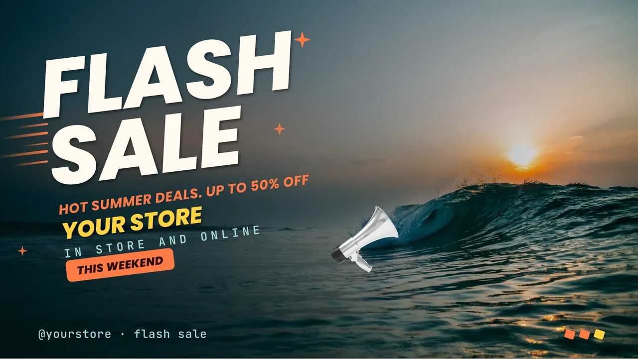 Summer flash sale screen: the opening slide, for a surf shop or summer store