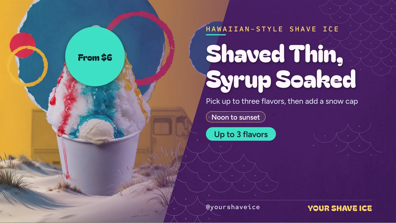 Shaved ice truck digital menu board · Landscape digital signage template preview