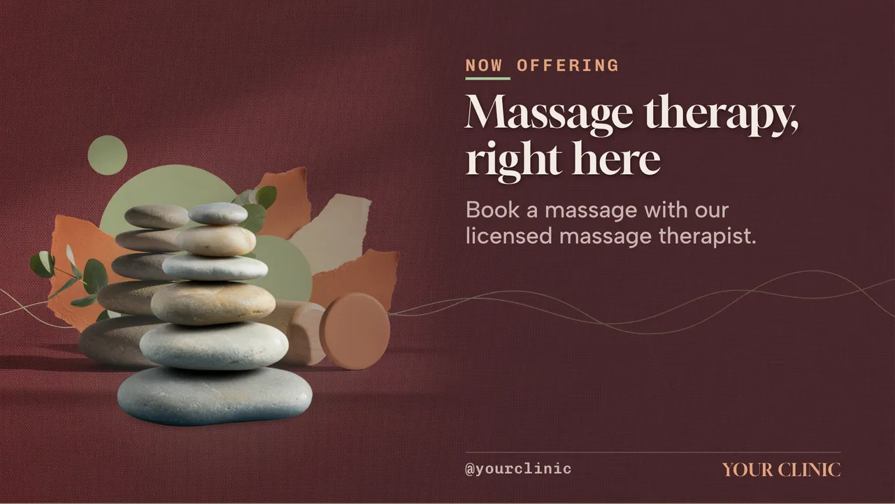 Chiropractic massage therapy launch slideshow · Landscape digital signage template preview