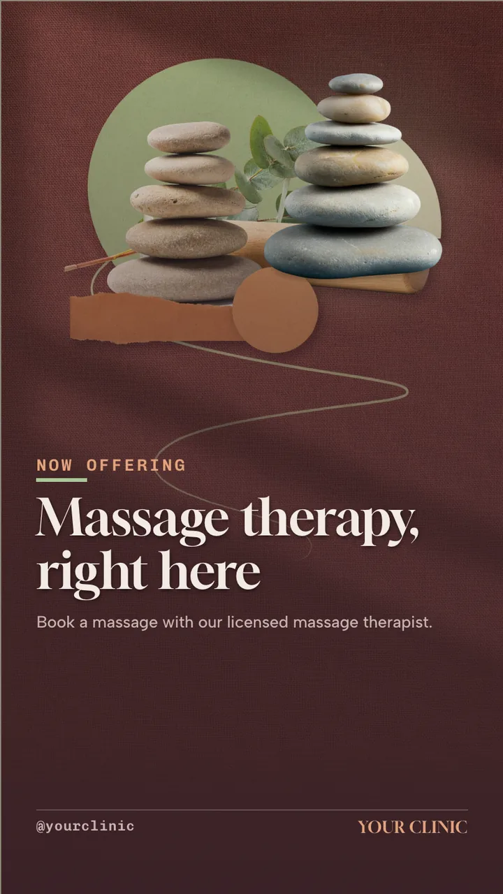 Chiropractic massage therapy launch slideshow · Portrait digital signage template preview
